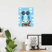 Owl Blue Poster met letter (Thuiskantoor)