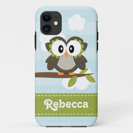 Owl Blue Stripe Case-Mate iPhone Case (Achterkant)