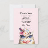 OWL, bohaan, boho floral Bedankkaart (Voorkant)