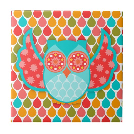 Owl Boheme Blu Tegeltje (Voorkant)