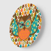 Owl Boheme Brown & Blauwgroen Clock Grote Klok (Hoek)