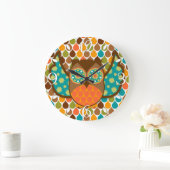 Owl Boheme Brown & Blauwgroen Clock Grote Klok (Huis)