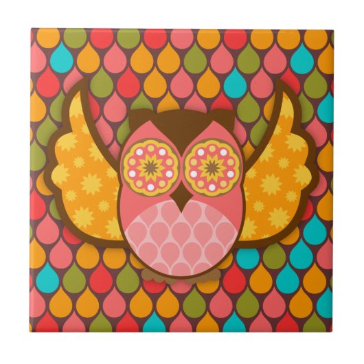 Owl Boheme roze Tegeltje (Voorkant)