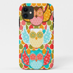Owl Boheme Three Colorful Owls Case-Mate iPhone Case