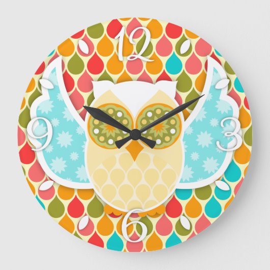 Owl Boheme White Owl Clock Grote Klok (Voorkant)