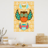 Owl Bohme Poster - Kies om het even welke Achtergr (Keuken)