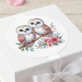 Owl Boho Rustic Country Woodland Wedding Ronde Sticker