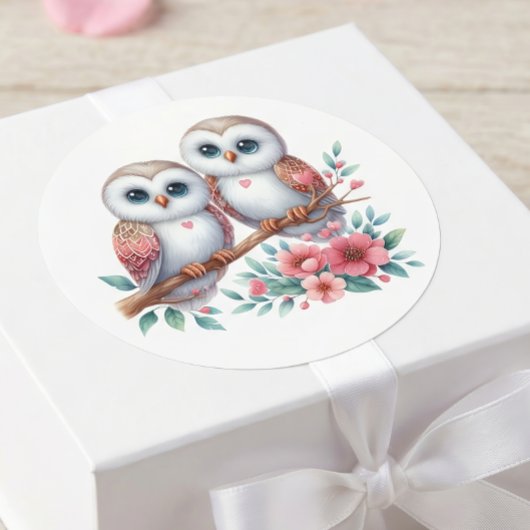 Owl Boho Rustic Country Woodland Wedding Ronde Sticker