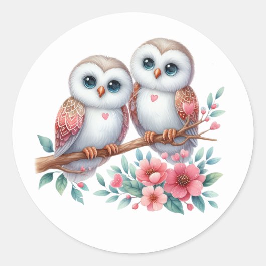 Owl Boho Rustic Country Woodland Wedding Ronde Sticker (Voorkant)