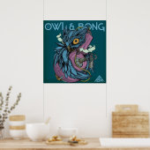 Owl & bong (blauw) POSTER (Keuken)