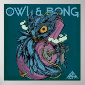 Owl & bong (blauw) POSTER (Voorkant)