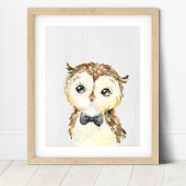 Owl Bowtie Woodland Nursery Art Print