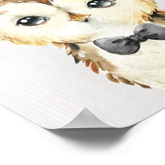 Owl Bowtie Woodland Nursery Art Print (Hoek)