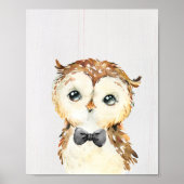 Owl Bowtie Woodland Nursery Art Print (Voorkant)