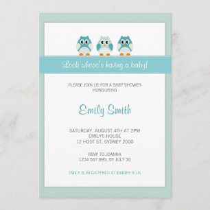 Owl Boy Baby shower Uitnodiging