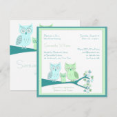 Owl Boy Baby shower Uitnodiging (Voorkant / Achterkant)