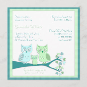 Owl Boy Baby shower Uitnodiging