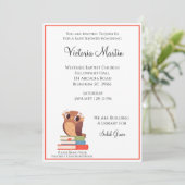 Owl breng een Uitnodiging van het Boek Baby shower (Staand voorkant)