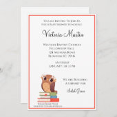 Owl breng een Uitnodiging van het Boek Baby shower (Voorkant / Achterkant)