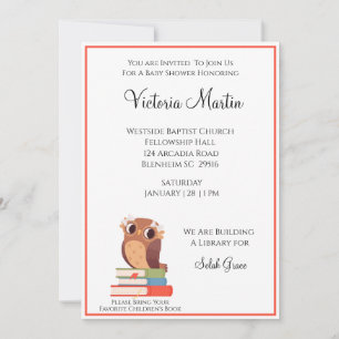Owl breng een Uitnodiging van het Boek Baby shower