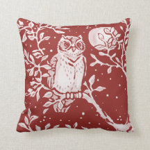 Owl Brick Red Woodland Moon Natuur Sierkussen