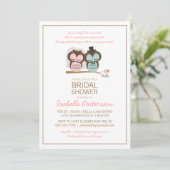 Owl Bride en Groom Sweet Bridal Shower Uitnodiging (Staand voorkant)