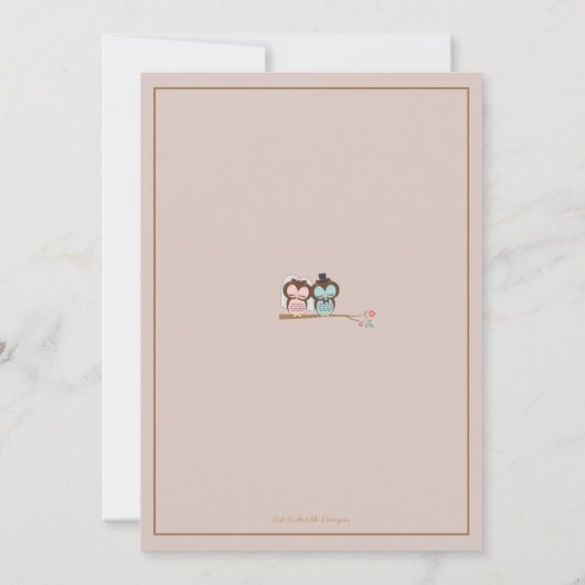 Owl Bride en Groom Sweet Bridal Shower Uitnodiging (Achterkant)