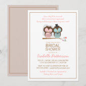 Owl Bride en Groom Sweet Bridal Shower Uitnodiging (Voorkant / Achterkant)