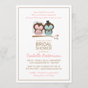 Owl Bride en Groom Sweet Bridal Shower Uitnodiging