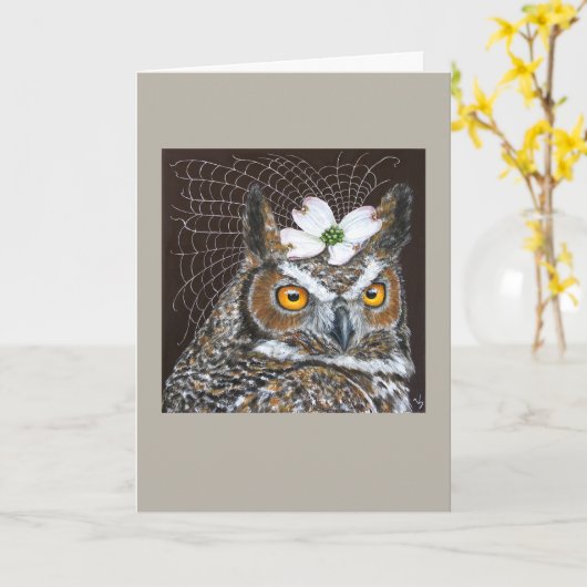 Owl Bride wenskaart Kaart (Gele Bloem)