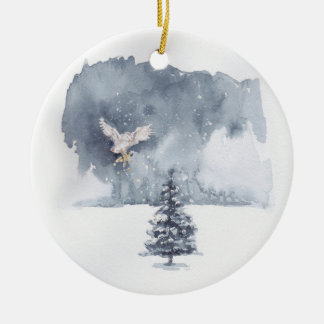 Owl Bringing Star Keramisch Ornament
