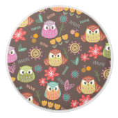 Owl Brown Keramische Knop (Voorkant)