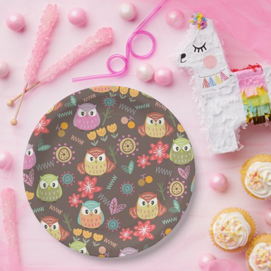 Owl Brown Papieren Bordje (Feest)