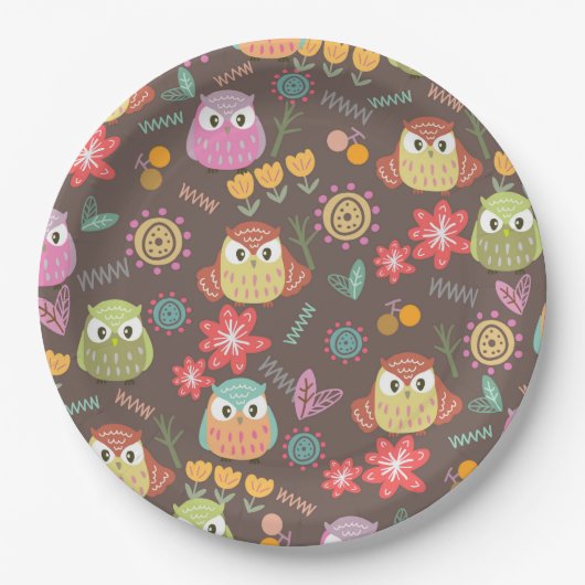 Owl Brown Papieren Bordje (Voorkant)