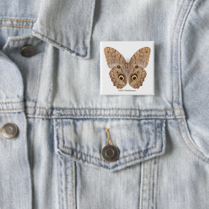 Owl Butterfly Vierkante Button 5,1 Cm