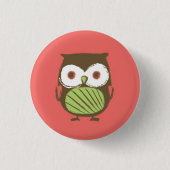 Owl Button - 1,25 inch (rood) (Voorkant)