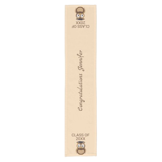 Owl Cartoon Afstuderen Table Runner Korte Tafelloper (Voorkant)