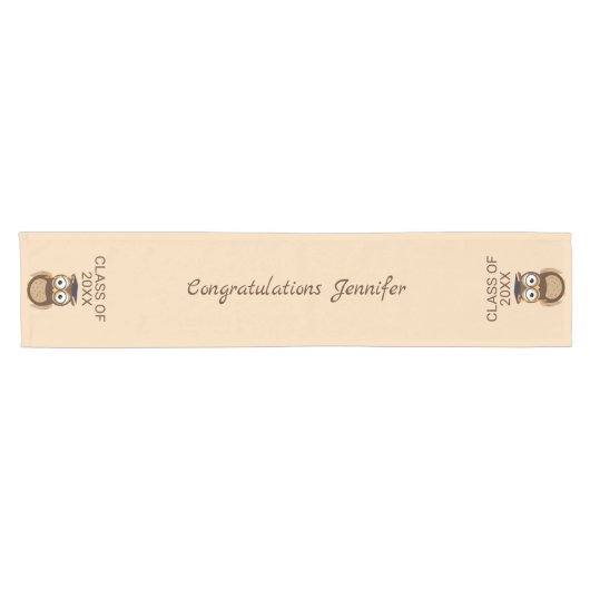 Owl Cartoon Afstuderen Table Runner Korte Tafelloper (Horizontaal)