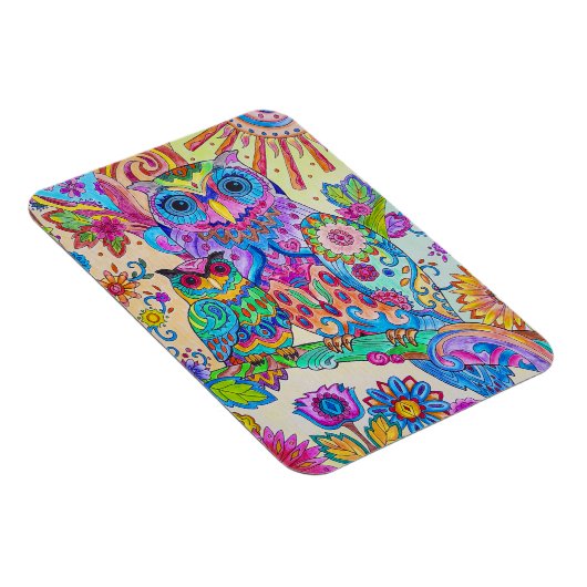 Owl Cartoon Bird Cute Animal Doodle Sketch Art Magneet (Rechterzijde)