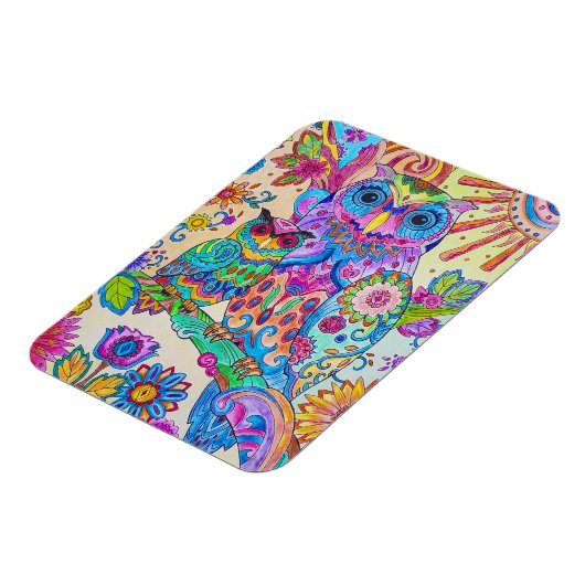 Owl Cartoon Bird Cute Animal Doodle Sketch Art Magneet (Linkerzijde)
