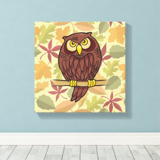 Owl Cartoon Canvas Afdruk (Insitu (Houten vloer))