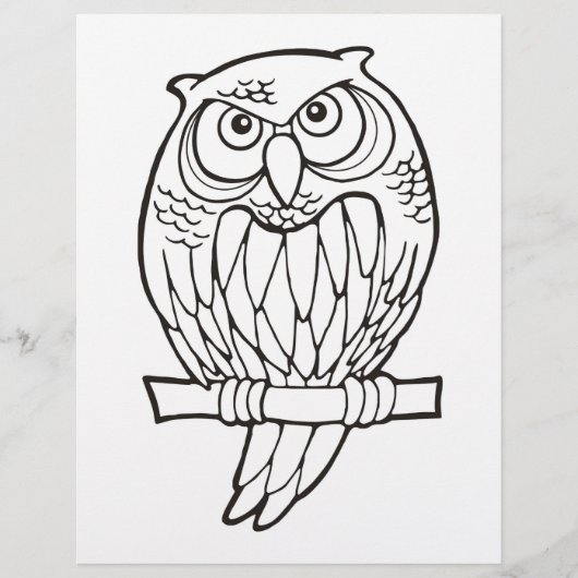 Owl Cartoon Coloring Book Page (Voorkant)
