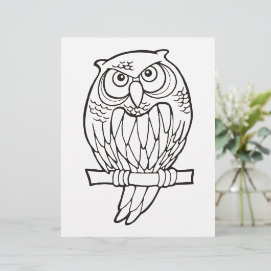 Owl Cartoon Coloring Book Page (Staand voorkant)