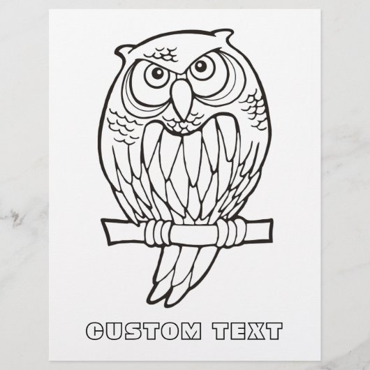 Owl Cartoon Coloring Book Page (Voorkant)
