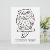 Owl Cartoon Coloring Book Page (Staand voorkant)