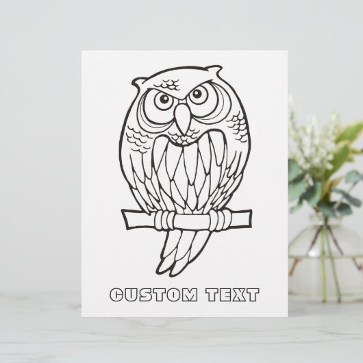 Owl Cartoon Coloring Book Page (Staand voorkant)