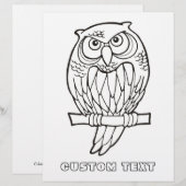 Owl Cartoon Coloring Book Page (Voorkant / Achterkant)