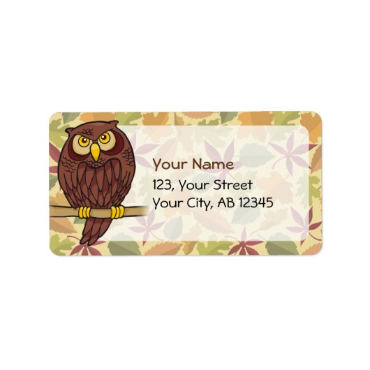 Owl Cartoon Etiket (Voorkant)