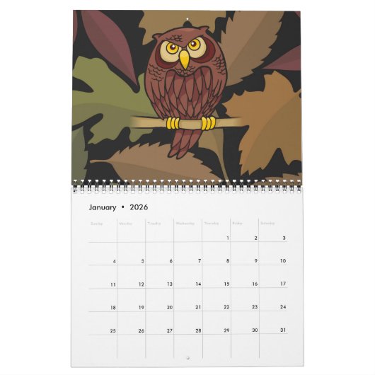 Owl Cartoon Kalender (Jan 2026)