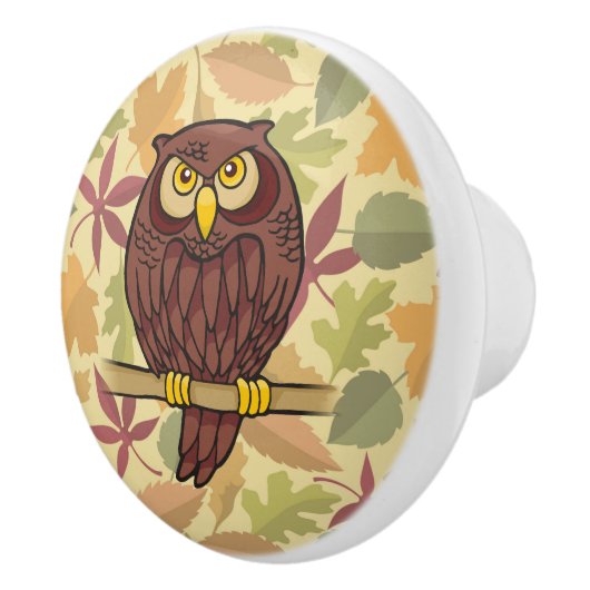 Owl Cartoon Keramische Knop (Rechts)